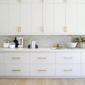 Custom Built White Kitchen Cabinets