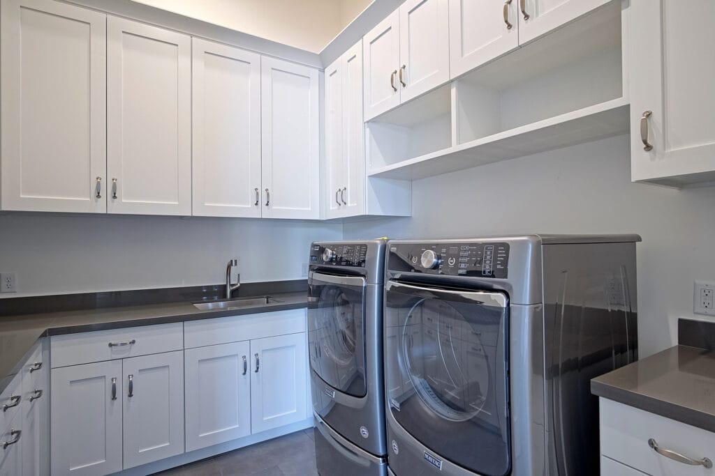 Custom White Built-Ins Laundry Room