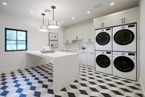 Custom White Laundry Room Built-Ins