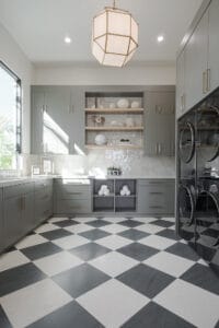 dark laundry room cabinets