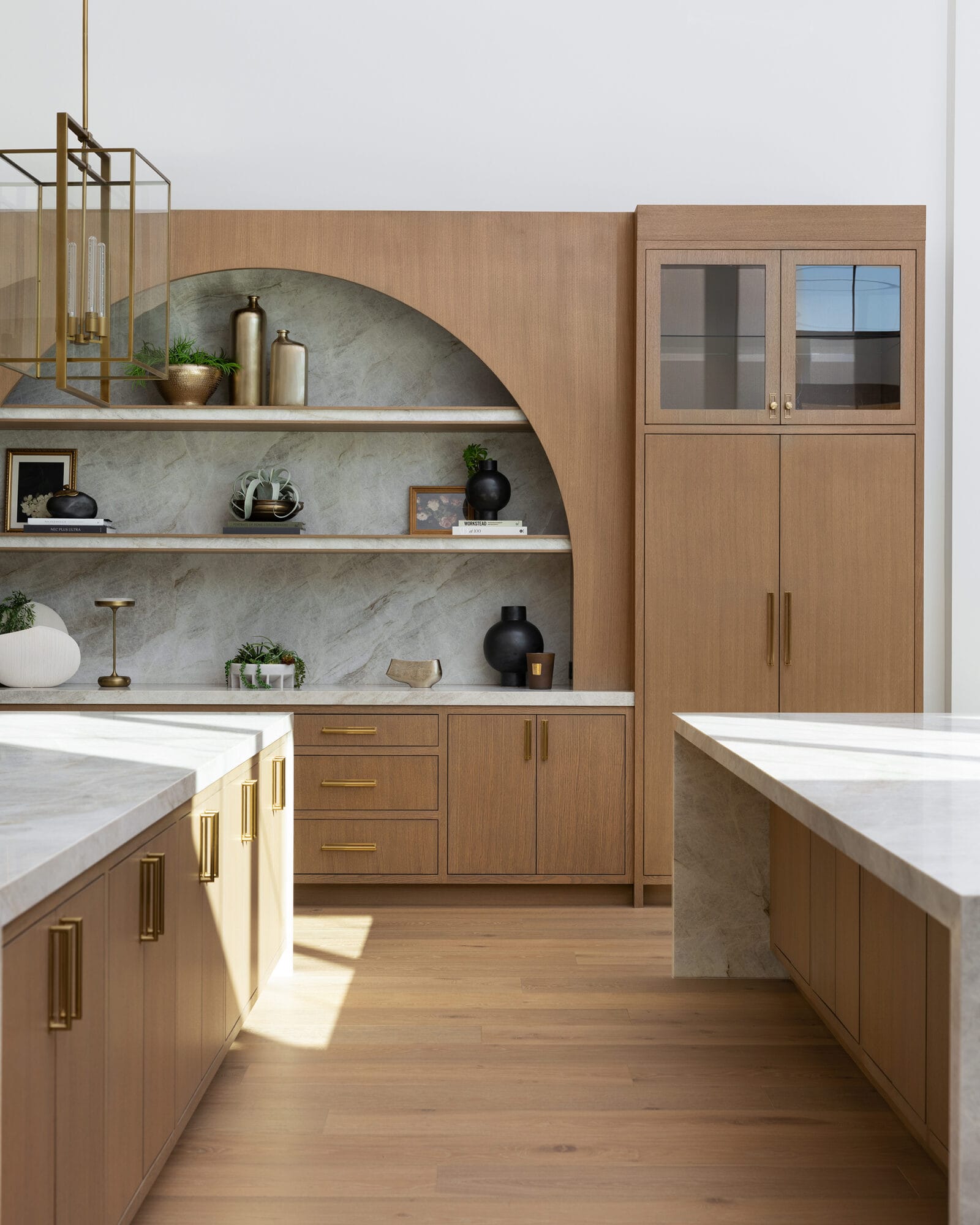 Brown wood kitchen cabinets